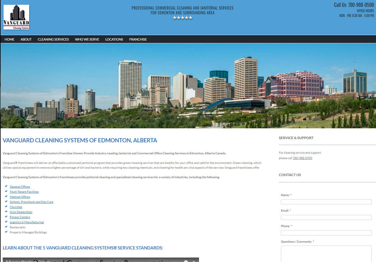 Image of Vanguard Cleaning Sytem Edmonton's website